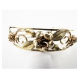 Krementz Two-Tone Floral Openwork Base Metal Cuff Bracelet.