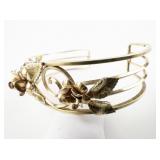 Krementz Two-Tone Floral Openwork Base Metal Cuff Bracelet.