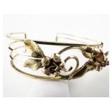 Krementz Two-Tone Floral Openwork Base Metal Cuff Bracelet.