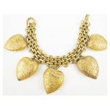 Diamonique Aurientis Filigree Heart Yellow Plated Base Metal Charm Bracelet.