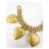 Diamonique Aurientis Filigree Heart Yellow Plated Base Metal Charm Bracelet.