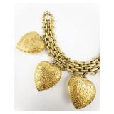 Diamonique Aurientis Filigree Heart Yellow Plated Base Metal Charm Bracelet.