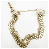 Goldette N.Y.C. Triple Strand Yellow Plated Base Metal Chain Bracelet .