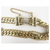 Goldette N.Y.C. Triple Strand Yellow Plated Base Metal Chain Bracelet .