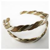 Set of two Tri-Tone Twisted Base Metal Cuff Bracelets.