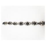 ***Mexico***  Black Onyx Sterling Silver Panel Bracelet.