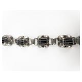 ***Mexico***  Black Onyx Sterling Silver Panel Bracelet.