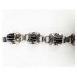 ***Mexico***  Black Onyx Sterling Silver Panel Bracelet.