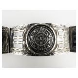 ***Mexico*** Aztec Sterling Silver Panel Bracelet.