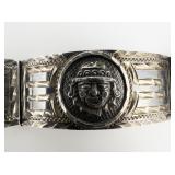 ***Mexico*** Aztec Sterling Silver Panel Bracelet.