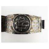 ***Mexico*** Aztec Sterling Silver Panel Bracelet.