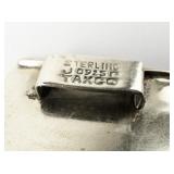 Taxco, Mexico Blue Glass Hand Carved Mayan Mask Base Metal Panel Bracelet.