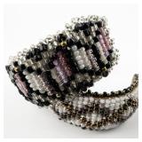 Native American Or Mayan(?) Pair Of Beaded Loom Cuff Bracelets.