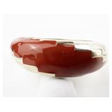 Red & White Enamel Yellow Base Metal Hinged Bangle.