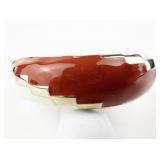 Red & White Enamel Yellow Base Metal Hinged Bangle.