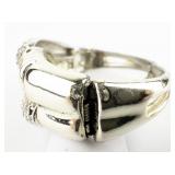 Interlocking Loop Design Rhinestone Yellow Base Metal Hinged Cuff Bracelet.