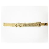 Acathanthus Leaf Trimmed Yellow Base Metal Bracelet.