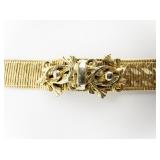 Acathanthus Leaf Trimmed Yellow Base Metal Bracelet.