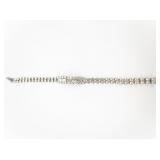 Rhinestone White Plated Base Metal Tennis Bracelet.