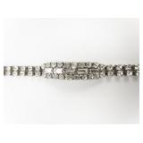 Rhinestone White Plated Base Metal Tennis Bracelet.