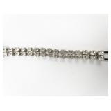 Rhinestone White Plated Base Metal Tennis Bracelet.