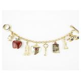 Bloomingdales I Love NYC Yellow Plated Base Metal Charm Bracelet.