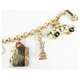 Bloomingdales I Love NYC Yellow Plated Base Metal Charm Bracelet.