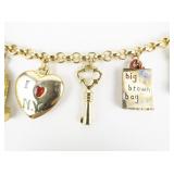 Bloomingdales I Love NYC Yellow Plated Base Metal Charm Bracelet.