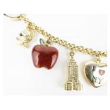 Bloomingdales I Love NYC Yellow Plated Base Metal Charm Bracelet.