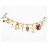 Bloomingdales I Love NYC Yellow Plated Base Metal Charm Bracelet.