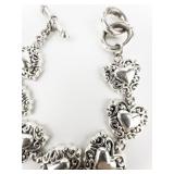 Best Hearts With Fancy Borders White Base Metal Bracelet.