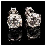 14k White Gold ***1.15ct Total Weight*** Lab Grown Diamond Stud Earrings IGI LAB REPORT - Retail Value $1200. Low Reserve!!!