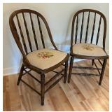 Pair of Nice Vintage Needlepoint Seated Chairs