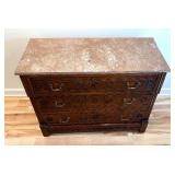 Vintage Victorian East Lake Style Three Drawer Dresser with Marble Top