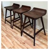 Set of Three Crate and Barrel Kitchen Stools