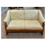 Ekornes Teak Accented Leather Sofa