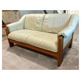 Ekornes Teak Accented Leather Sofa
