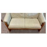 Ekornes Teak Accented Leather Sofa