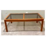 Vintage Danish  Glass Top Teak Coffee Table by Johannes Anderson