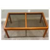 Vintage Danish  Glass Top Teak Coffee Table by Johannes Anderson