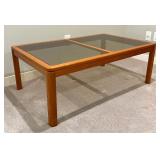 Vintage Danish  Glass Top Teak Coffee Table by Johannes Anderson