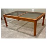 Vintage Danish  Glass Top Teak Coffee Table by Johannes Anderson