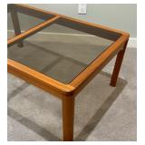 Vintage Danish  Glass Top Teak Coffee Table by Johannes Anderson
