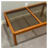 Vintage Danish  Glass Top Teak Coffee Table by Johannes Anderson