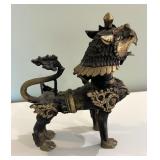 Cast Brass Temple Foo Dog Sculpture