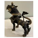 Cast Brass Temple Foo Dog Sculpture
