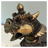 Cast Brass Temple Foo Dog Sculpture