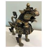 Cast Brass Temple Foo Dog Sculpture