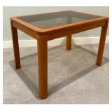 Vintage Mid Century Modern Danish Glass Top Teak Table by Johannes