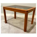 Vintage Mid Century Modern Danish Glass Top Teak Table by Johannes